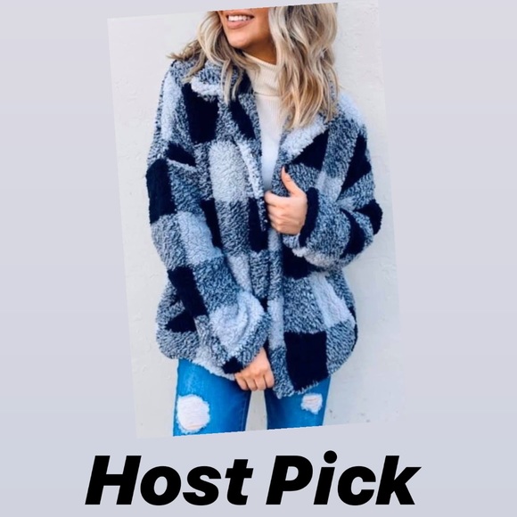 LAST CALL Boutique Buffalo Plaid Soft Fuzzy Jacket - Picture 2 of 3